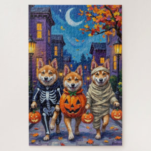 Akita Dogs Trick-or-Treating in Halloween-Kostümen Puzzle