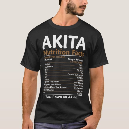 Akita Ernährung Fakten T-Shirt (Vorderseite)
