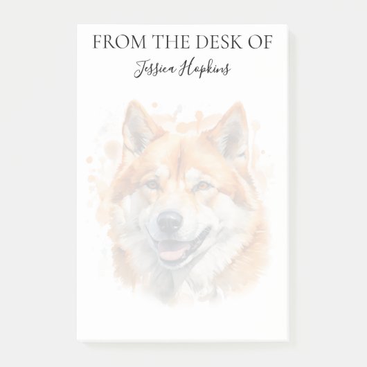 Akita-Fan-monogrammierter Hund Post-it Klebezettel (Vorderseite)