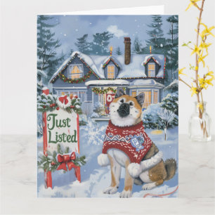 Akita Festlicher Humor Immobilienmakler Weihnachte Karte