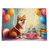 Akita-Geburtstagsfeier-Gemälde Große Geschenktüte (Vorderseite)