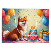 Akita-Geburtstagsfeier-Gemälde Große Geschenktüte (Rückseite)