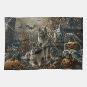 Akita Halloween Nacht Hundevergnügen Geschirrtuch
