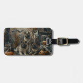 Akita Halloween Night Doggy Delight Gepäckanhänger (Vorderseite horizontal)