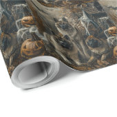 Akita Halloween Night Doggy Delight Geschenkpapier (Rolleneckpunkt)