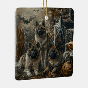 Akita Halloween Night Doggy Delight Keramikornament