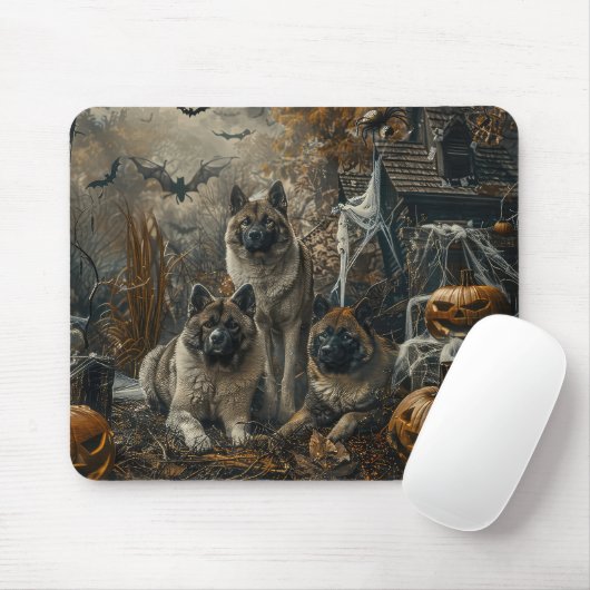 Akita Halloween Night Doggy Delight Mousepad (Mit Mouse)