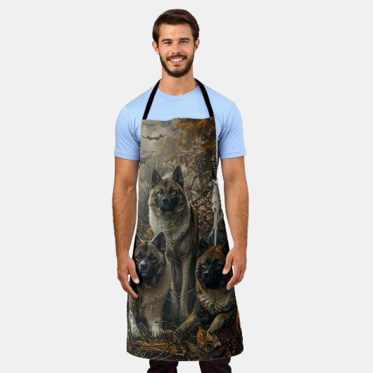 Akita Halloween Night Doggy Delight Schürze (Getragen)