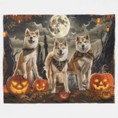 Akita Halloween Spooky Fleecedecke (Vorderseite (Horizontal))