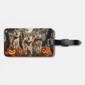 Akita Halloween Spooky Gepäckanhänger (Rückseite horizontal)