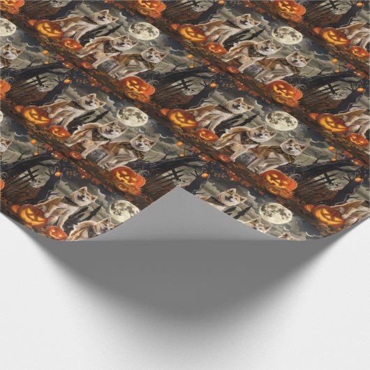 Akita Halloween Spooky Geschenkpapier (Ecke)