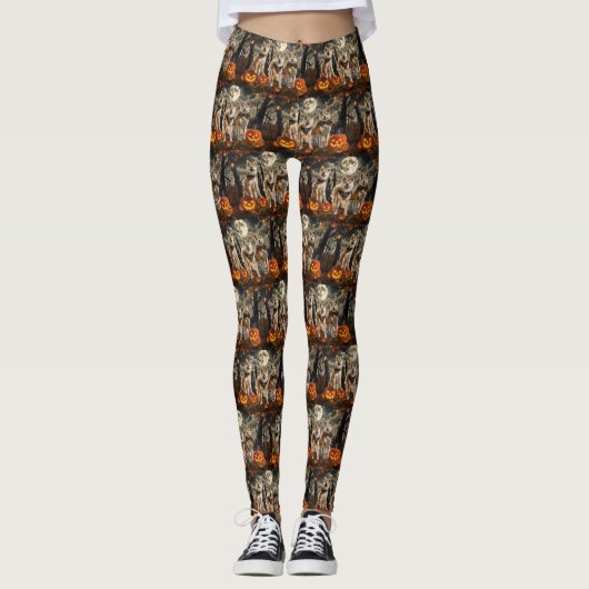 Akita Halloween Spooky Leggings (Vorderseite)