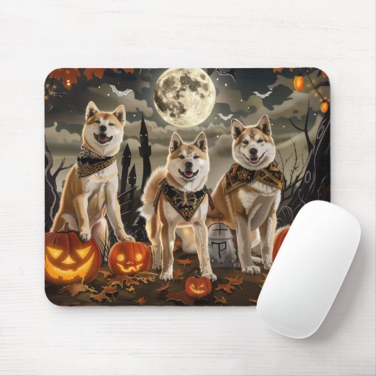 Akita Halloween Spooky Mousepad (Mit Mouse)