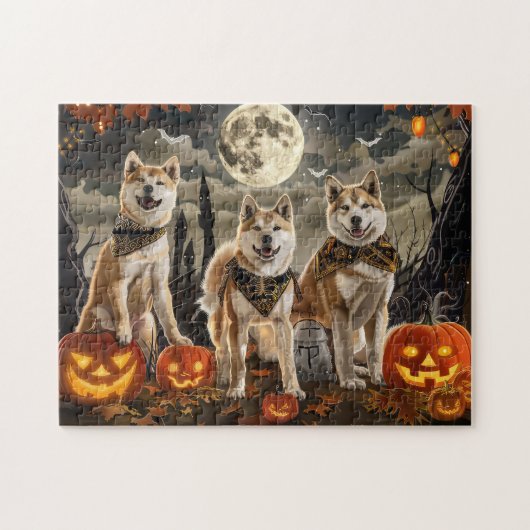 Akita Halloween Spooky Puzzle (Horizontal)