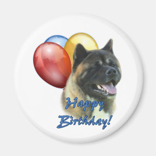 Akita Happy Birthday Balloons Magnet