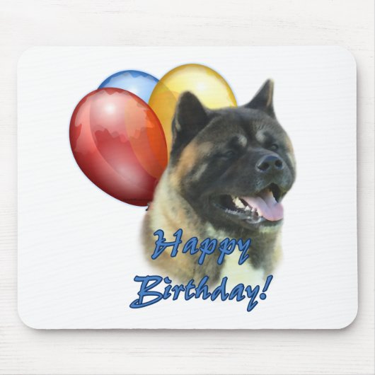 Akita Happy Birthday Balloons Mousepad (Vorne)