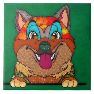 Akita hässlicher Hund Gesicht Keramik Fliesen