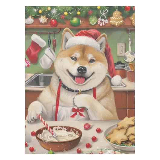 Akita Holiday Baking: Festliche Weihnachten Tischdecke (Vorderseite)