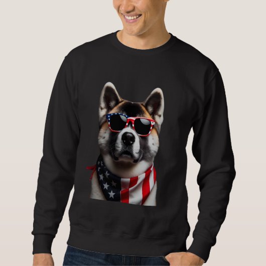 Akita Hund 4. Juli American Incependence Day Ow Sweatshirt (Vorderseite)