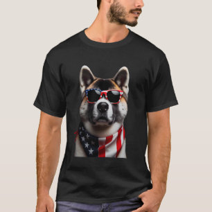 Akita Hund 4. Juli American Incependence Day Ow T-Shirt