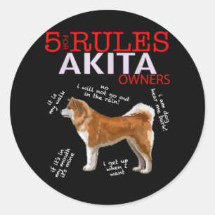Akita Hund  5 Regeln Akita Hundebesitzer Runder Aufkleber