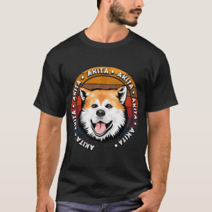 Akita-Hund bedrängte Retro-Sonnenuntergangs-Hund-G T-Shirt