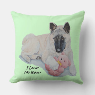 Akita Hund cuddling rosa Teddy Bären Portrait Kissen