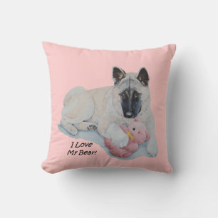 Akita Hund cuddling rosa Teddy Bären Portrait Kissen