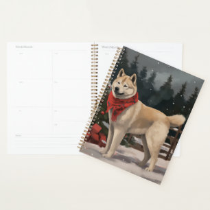 Akita-Hund im Schnee Weihnachten Planer