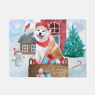 Akita Hund im Schnee Weihnachts-Hundehaus Fußmatte