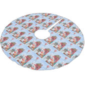 Akita Hund im Schnee Weihnachts-Hundehaus Polyester Weihnachtsbaumdecke (Schrägansicht)