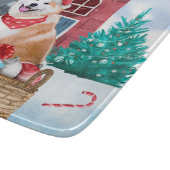 Akita Hund im Schnee Weihnachts-Hundehaus Schneidebrett (Ecke)