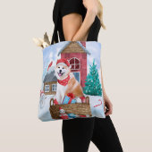 Akita Hund im Schnee Weihnachts-Hundehaus Tasche (Von Nahem)