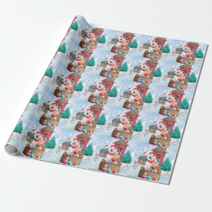 Akita-Hund im Schneeschnee-Weihnachtshaus Geschenkpapier