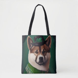 Akita-Hund in St. Patrick's Day Kostüm Tasche