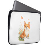 Akita Hund mit Blume und Schmetterling T Shirt Laptopschutzhülle (Vorne Rechts)