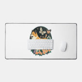Akita Hund mit Blume und Schmetterling T Shirt Schreibtischunterlage (Tastatur & Maus)