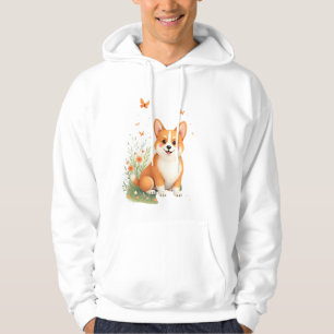 Akita-Hund mit Blumen- und Schmetterlings-T-Shirt Hoodie