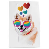 Akita Hund mit HerzValentinstag Mittlere Geschenktüte (Vorderseite)