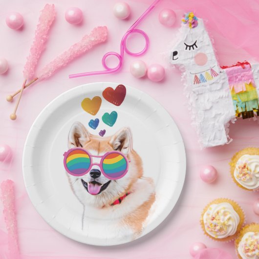 Akita Hund mit HerzValentinstag Pappteller (Party)