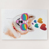 Akita Hund mit HerzValentinstag Puzzle (Horizontal)