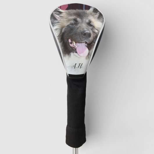 Akita Hund mit Monogramm Golf Headcover (Vorderseite)