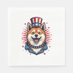 Akita Hund mit Unabhängigkeitstag Serviette