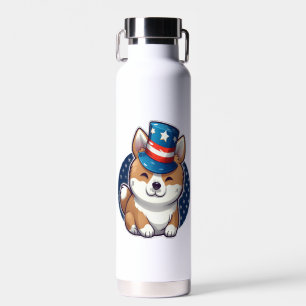 Akita Hund mit Unabhängigkeitstag Trinkflasche