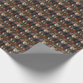 Akita Hund mit Weihnachtsgeschenken Feuerplatz Geschenkpapier (Ecke)