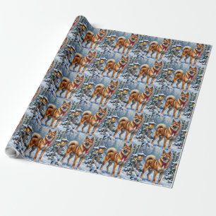 Akita-Hund ruhiger japanischer Winter Weihnachten Geschenkpapier