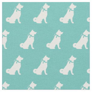 Akita Hund Silhouette Pet Aquamarin Stoff