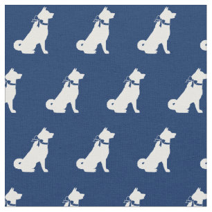 Akita Hund Silhouette Pet Navy Blue Stoff