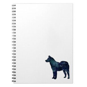 Akita Hund Silhouette Wasserfarbe Notizblock