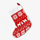 Akita Hund Silhouetten Holiday Pattern Niedlich Ca Kleiner Weihnachtsstrumpf (Rückseite (Hängend))